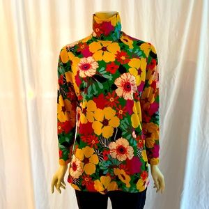 Vintage 60s pop tunic. Deep rich colors. Zip neck. Relaxed fit. Size M.